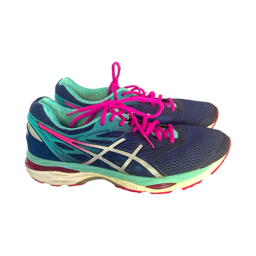 ASICS Woman’s Running Shoes Size 11 Navy Blue & Hot Pink - Picture 3 of 4